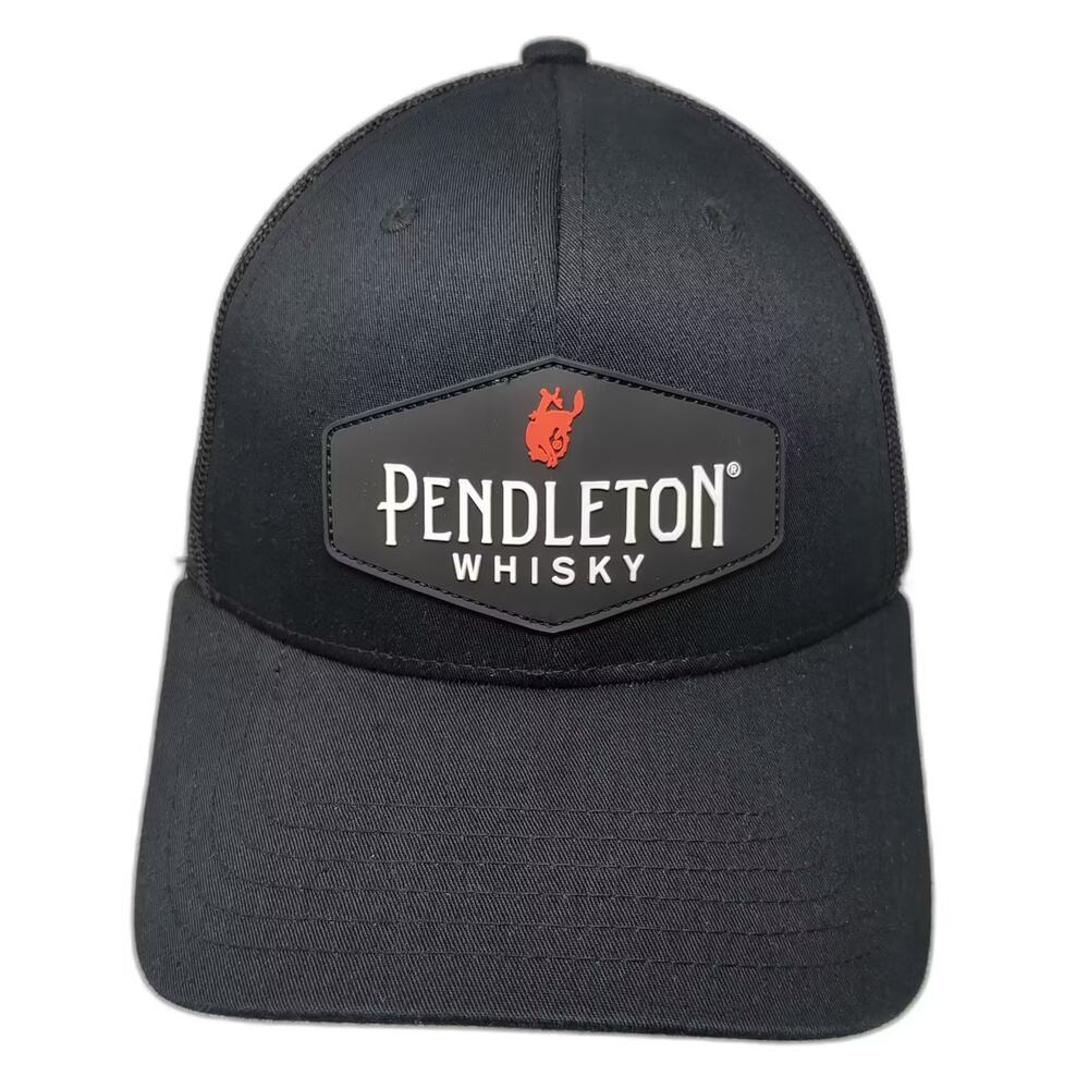 Pendleton Whisky Trucker Hat Black One Size Snapback Mesh Logo Patch Adjustable